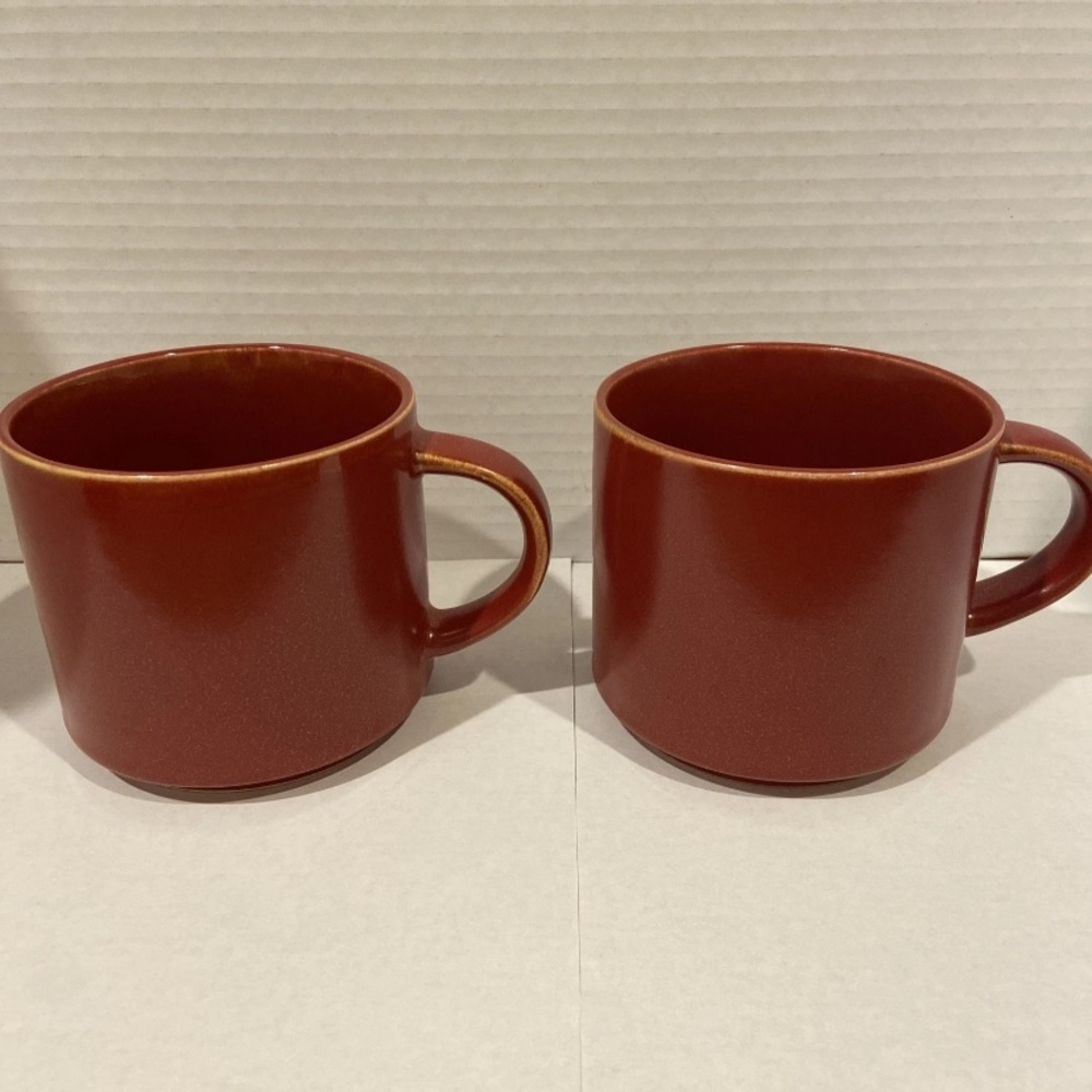 Set of 2 Pottery Barn Mason Stoneware wide Mouth Coffee Mugs